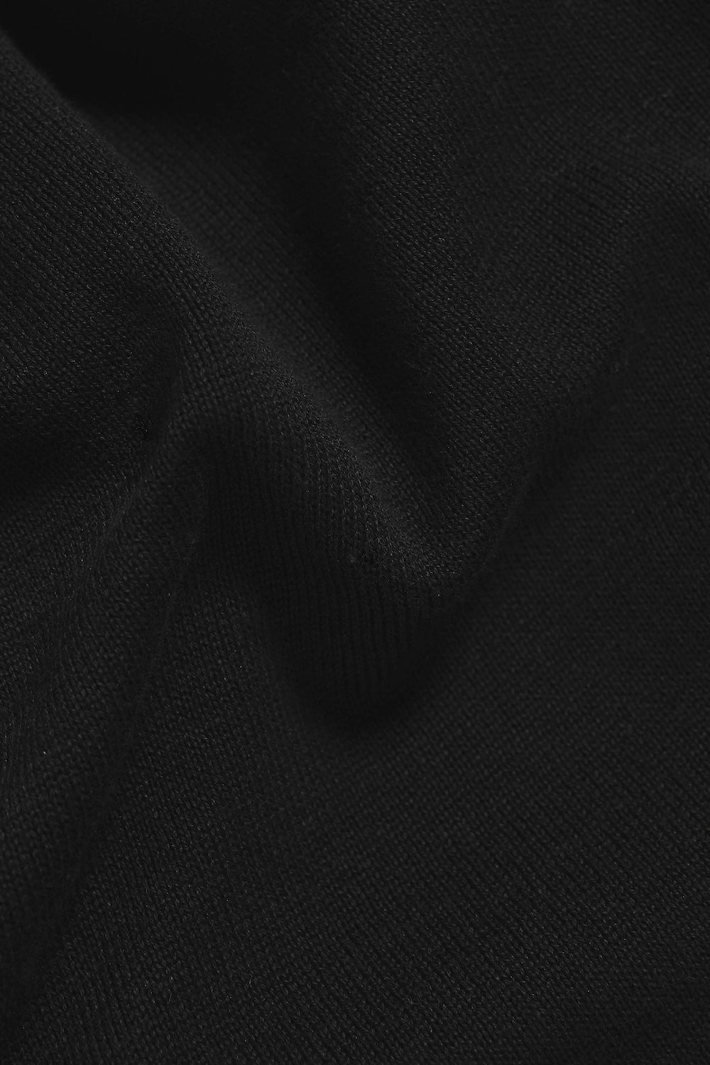 Pure Cotton Knitted Open Collar Polo Shirt in Black