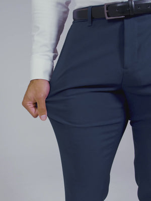 True Muscle Fit Tech Suit Trousers in Navy
