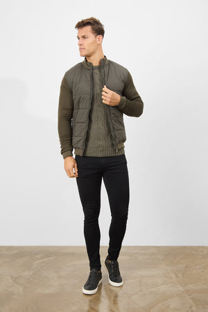 Quilted Hybrid Jacket in Khaki - TAILORED ATHLETE - ROW