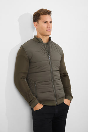 Quilted Hybrid Jacket in Khaki - TAILORED ATHLETE - ROW