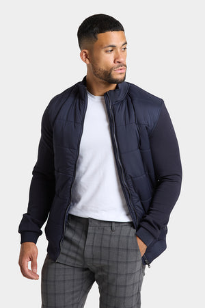 Quilted Hybrid Jacket in Navy - TAILORED ATHLETE - ROW