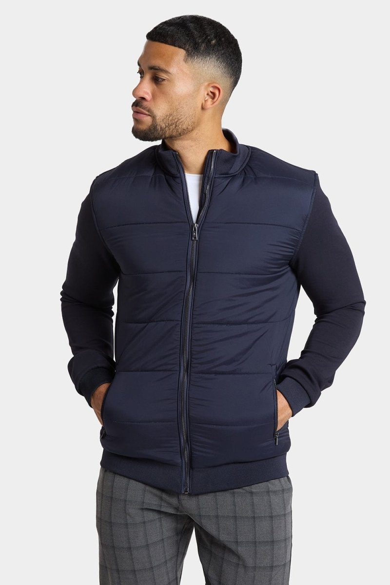 Quilted Hybrid Jacket in Navy