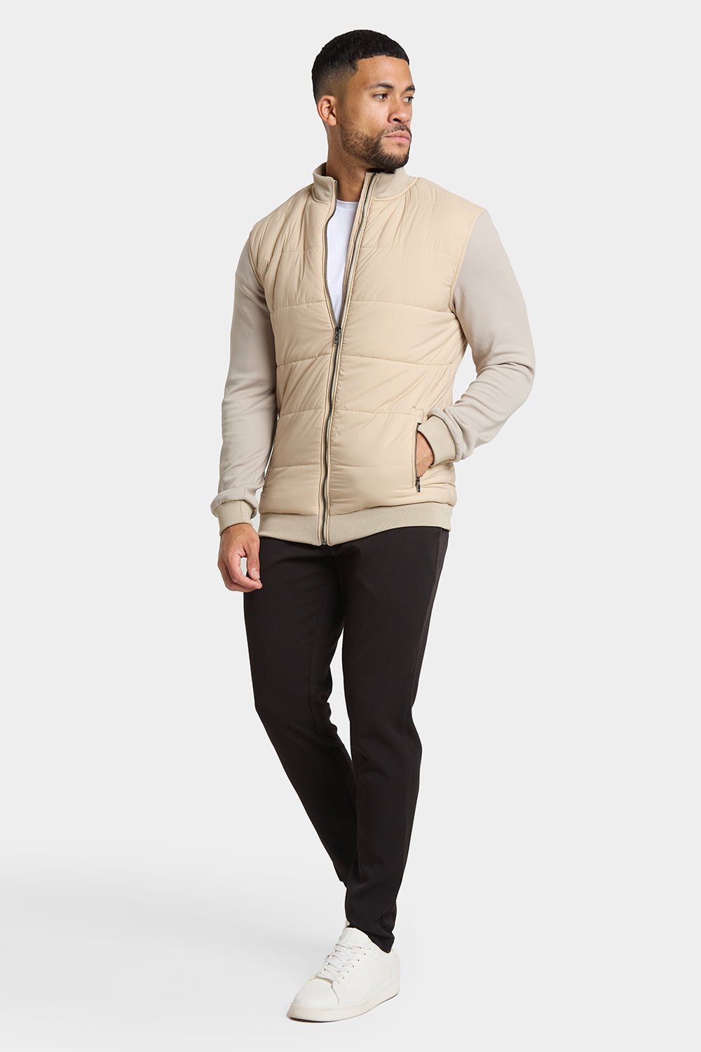 Quilted Hybrid Jacket in Stone - TAILORED ATHLETE - ROW