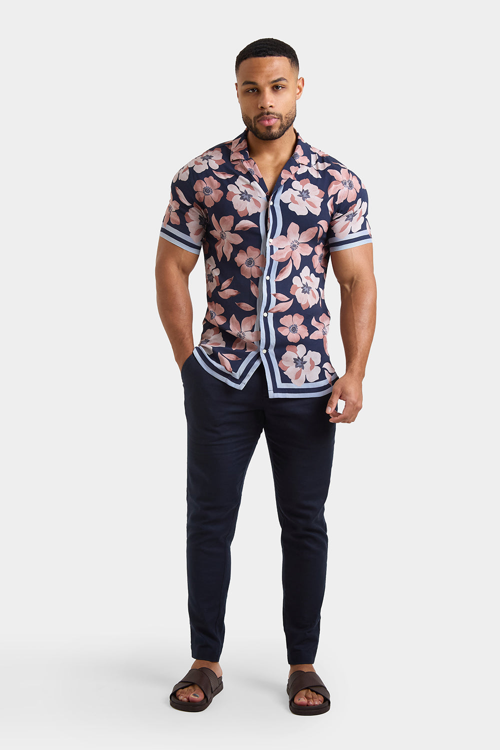 Printed Shirt in Terracotta Retro Floral - TAILORED ATHLETE - ROW