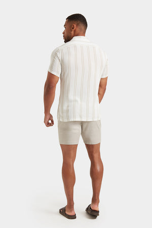 Printed Shirt in Stone Retro Stripe - TAILORED ATHLETE - ROW