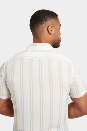 Printed Shirt in Stone Retro Stripe - TAILORED ATHLETE - ROW