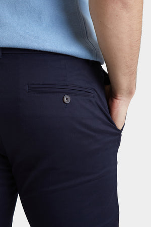 Muscle Fit Cotton Stretch Chino Trouser in Navy - TAILORED ATHLETE - ROW