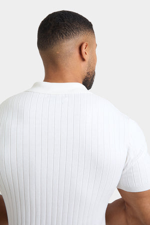Ribbed Knitted Shirt in Ecru - TAILORED ATHLETE - ROW