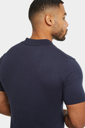 Ribbed Knitted Polo in Slate - TAILORED ATHLETE - ROW
