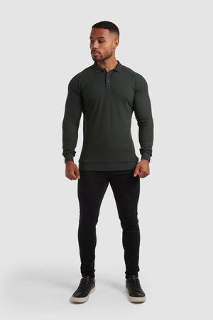 Ribbed Polo (LS) in Dark Forest - TAILORED ATHLETE - ROW