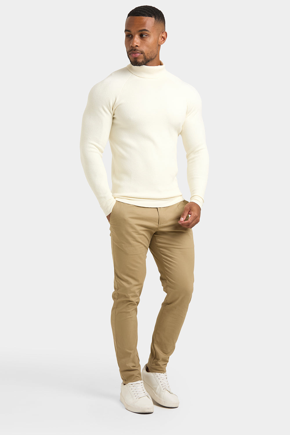 Supersoft Roll Neck in Chalk - TAILORED ATHLETE - ROW