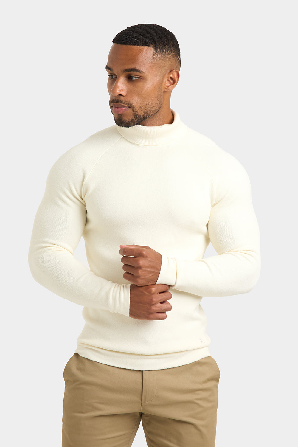 Supersoft Roll Neck in Chalk - TAILORED ATHLETE - ROW