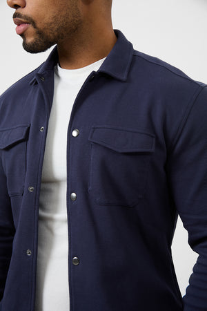 Twill Jersey Overshirt in Navy - TAILORED ATHLETE - ROW