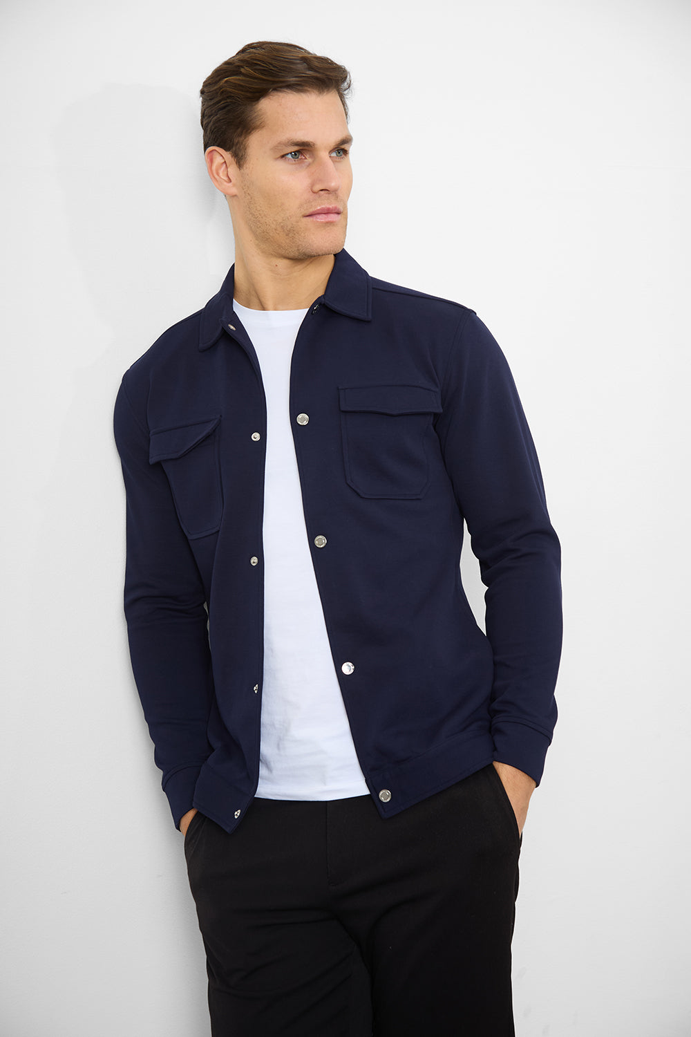 Jersey Shacket in Navy - TAILORED ATHLETE - ROW