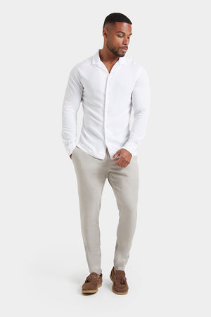 Plain Revere Collar Shirt in White - TAILORED ATHLETE - ROW