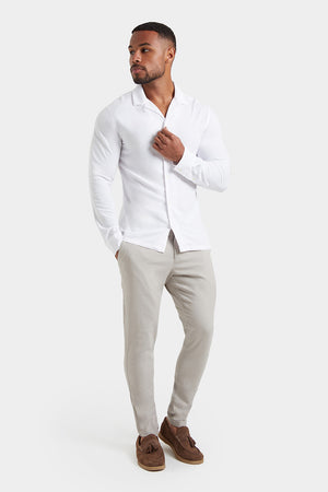 Plain Revere Collar Shirt in White - TAILORED ATHLETE - ROW