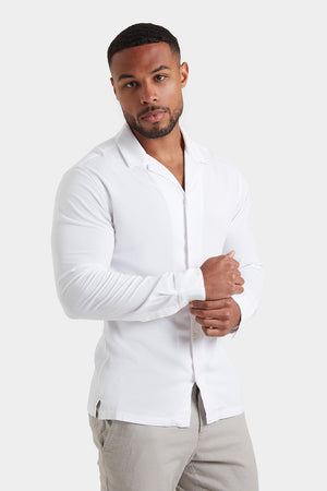 Plain Revere Collar Shirt in White - TAILORED ATHLETE - ROW