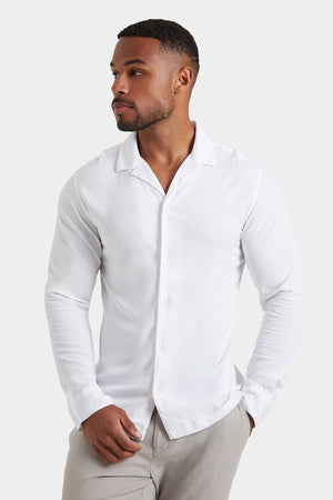 Plain Revere Collar Shirt in White - TAILORED ATHLETE - ROW