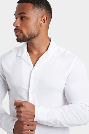 Plain Revere Collar Shirt in White - TAILORED ATHLETE - ROW