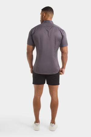 Muscle Fit Chino Shorts - Shorter Length in Black - TAILORED ATHLETE - ROW