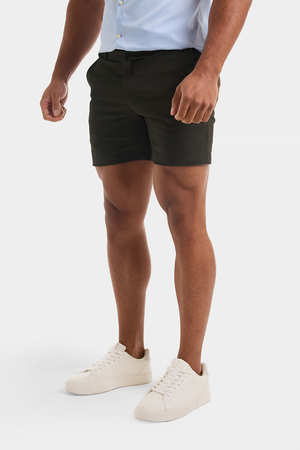 Muscle Fit Chino Shorts - Shorter Length in Khaki - TAILORED ATHLETE - ROW