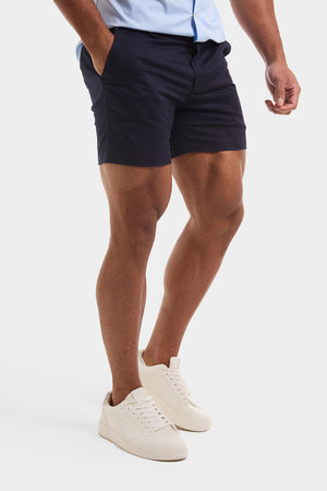 Muscle Fit Chino Shorts - Shorter Length in Navy - TAILORED ATHLETE - ROW