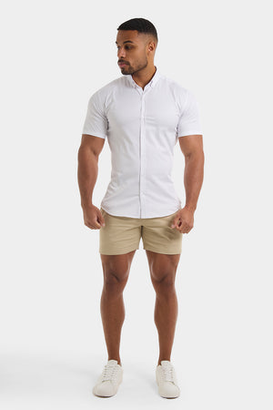 Muscle Fit Short Sleeve Signature Shirt in White - TAILORED ATHLETE - ROW