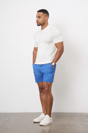 Muscle Fit Chino Shorts - Shorter Length in Mid Blue - TAILORED ATHLETE - ROW