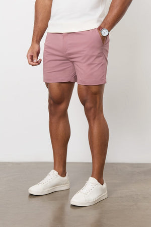 Muscle Fit Chino Shorts - Shorter Length in Dusky Pink - TAILORED ATHLETE - ROW