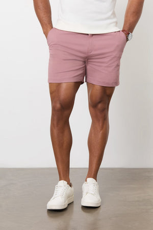 Muscle Fit Chino Shorts - Shorter Length in Dusky Pink - TAILORED ATHLETE - ROW