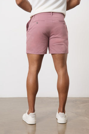 Muscle Fit Chino Shorts - Shorter Length in Dusky Pink - TAILORED ATHLETE - ROW