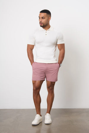 Muscle Fit Chino Shorts - Shorter Length in Dusky Pink - TAILORED ATHLETE - ROW