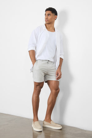 Muscle Fit Chino Shorts - Shorter Length in Silver Grey - TAILORED ATHLETE - ROW