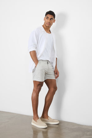 Muscle Fit Chino Shorts - Shorter Length in Silver Grey - TAILORED ATHLETE - ROW