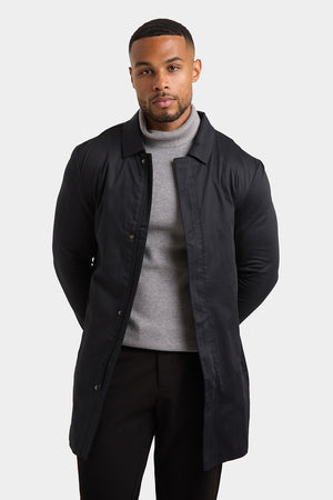 Shower Resistant Collared Coat in Black - TAILORED ATHLETE - ROW