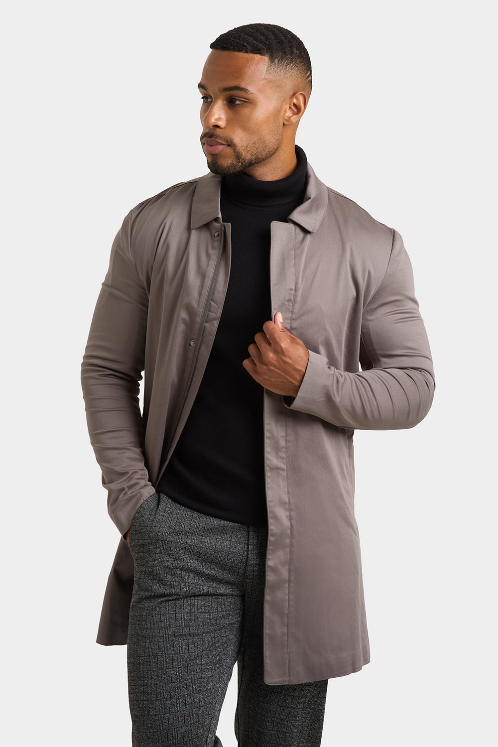 Shower Resistant Collared Coat in Mole - TAILORED ATHLETE - ROW