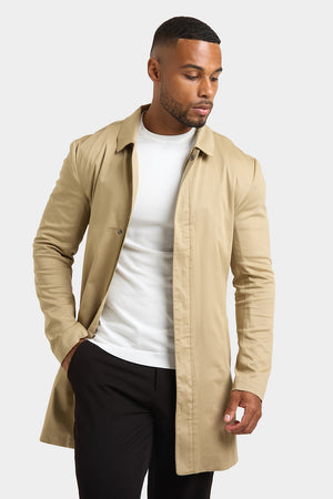 Shower Resistant Collared Coat in Stone - TAILORED ATHLETE - ROW