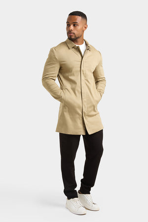 Shower Resistant Collared Coat in Stone - TAILORED ATHLETE - ROW