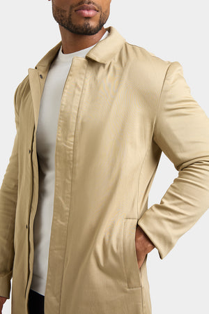 Shower Resistant Collared Coat in Stone - TAILORED ATHLETE - ROW