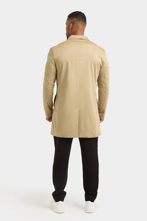 Shower Resistant Collared Coat in Stone - TAILORED ATHLETE - ROW