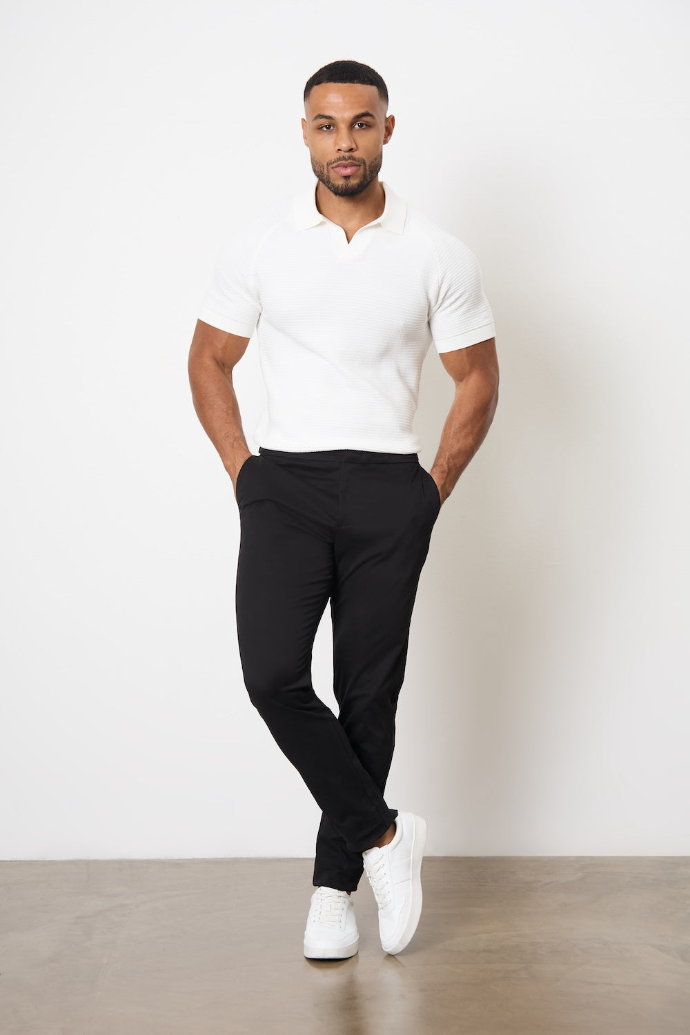 Smart Chino Side Adjuster Trousers in Black