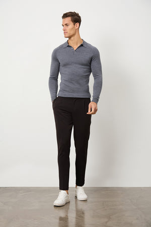 Pleat Side Adjuster Trousers in Black - TAILORED ATHLETE - ROW