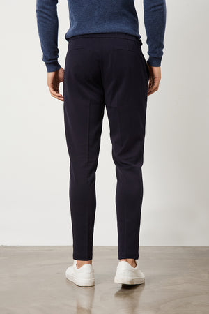 Pleat Side Adjuster Trousers in Navy - TAILORED ATHLETE - ROW