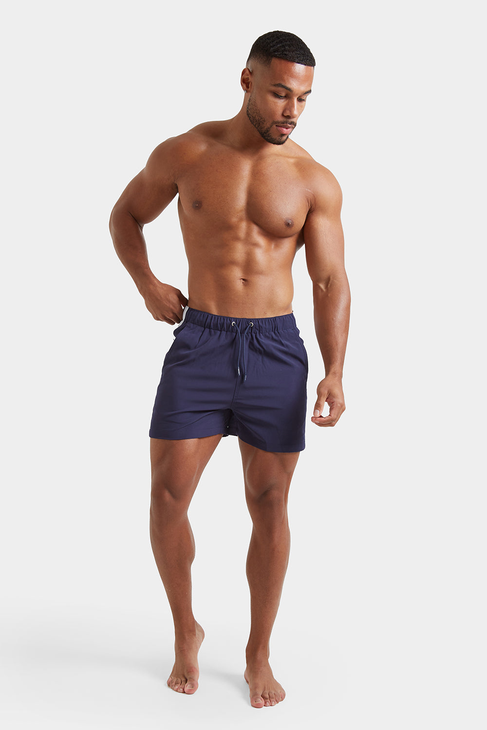 Side Stripe Swim Shorts in Navy - TAILORED ATHLETE - ROW