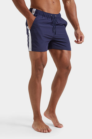 Side Stripe Swim Shorts in Navy - TAILORED ATHLETE - ROW