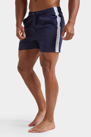 Side Stripe Swim Shorts in Navy - TAILORED ATHLETE - ROW