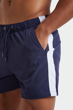 Side Stripe Swim Shorts in Navy - TAILORED ATHLETE - ROW