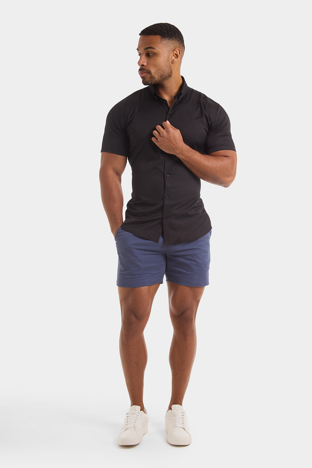 Muscle Fit Chino Shorts - Shorter Length in Airforce - TAILORED ATHLETE - ROW