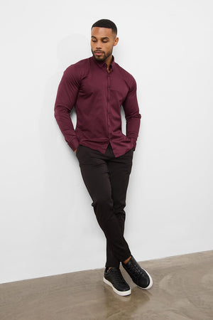 Muscle Fit Signature Shirt 2.0 in Burgundy - TAILORED ATHLETE - ROW