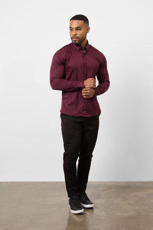 Muscle Fit Signature Shirt 2.0 in Burgundy - TAILORED ATHLETE - ROW